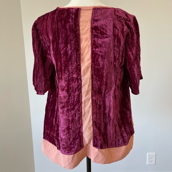Anthropologie Maeve Velvet Swing Tee blouse size medium berry - Picture 12 of 12
